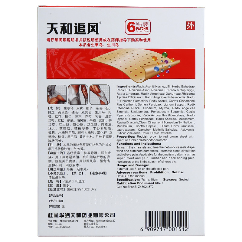 天和 天和追风膏 6贴/盒_同仁堂官方云商城