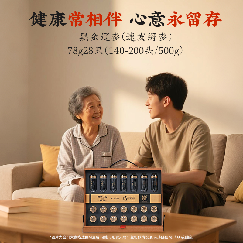 同仁堂 黑金辽参（速发海参）78g（140-200头/500g）/盒_同仁堂官方云商城