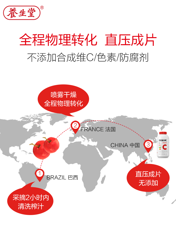 养生堂 天然维生素C 0.85g*130片/盒_同仁堂官方云商城