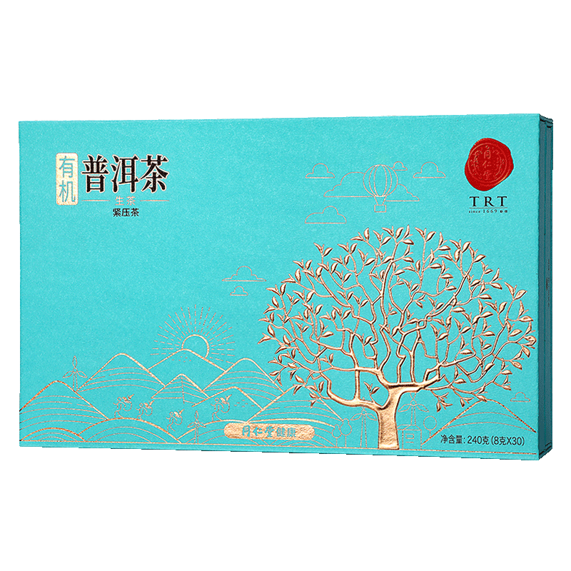 同仁堂 有机普洱茶(生茶)紧压茶  240g(8g*30)/盒 5